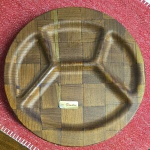 NWT Vintage Hand Woven Weavewood Genuine Walnut Divided Plates - Set Of 6